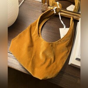 Corduroy Shoulder Bag in Mustard Yellow - Women's Hobo